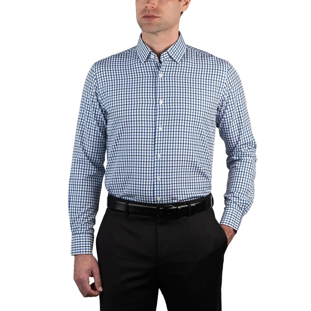 NWOT Nautica Button Down Tech Shirt Men's XL Blue Poly Spandex Slim Fit